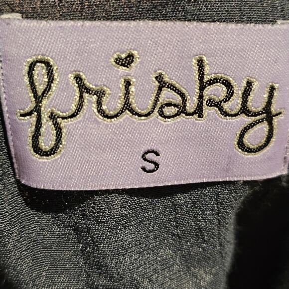 Frisky S Navy Sleeveless Mini Dress Empire Waist Rosette Boho Cottagecore Y2K - Picture 9 of 12